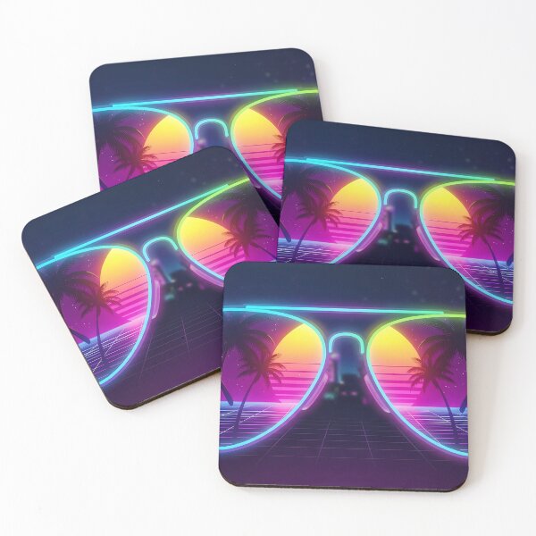 Item preview, Retro Neon Sunglasses - Synthwave Miami Sunset Aviator Art designed and sold by powersunlight.