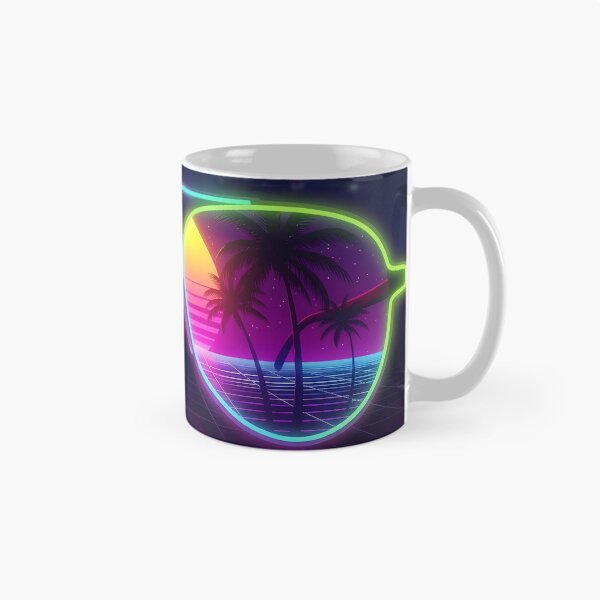 Item preview, Retro Neon Sunglasses - Synthwave Miami Sunset Aviator Art designed and sold by powersunlight.