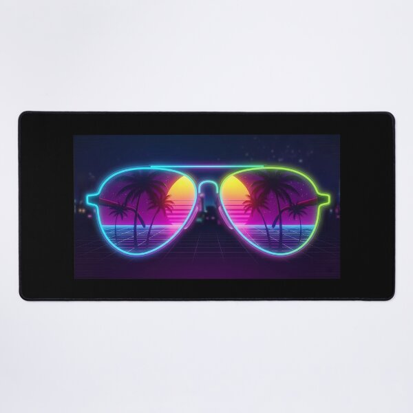 Item preview, Retro Neon Sunglasses - Synthwave Miami Sunset Aviator Art designed and sold by powersunlight.