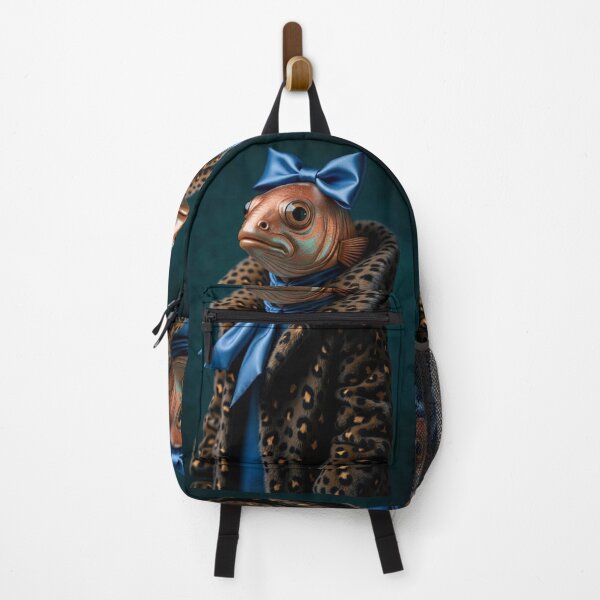 Item preview, Glam Fish in Leopard Coat with Blue Bow designed and sold by velvetskyco.