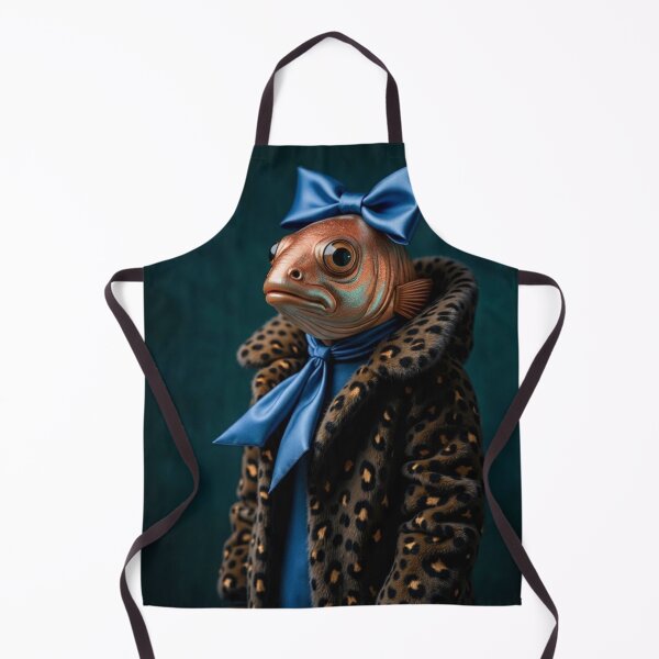 Item preview, Glam Fish in Leopard Coat with Blue Bow designed and sold by velvetskyco.