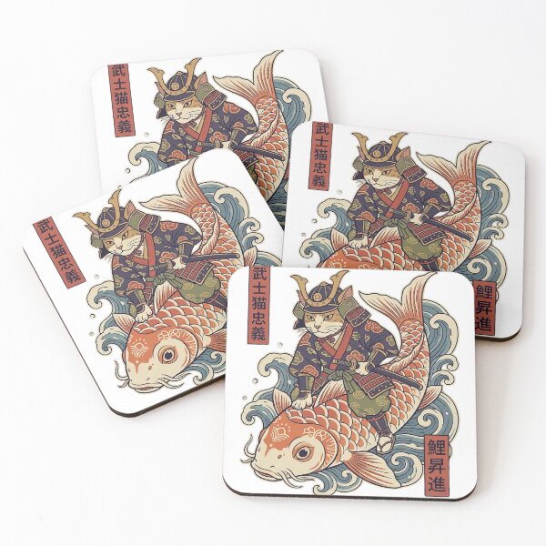 Item preview, Samurai Cat on Koi Fish – Japanese Ukiyo-e Style Art designed and sold by thernaX.