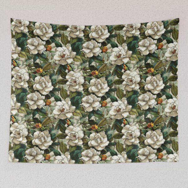 Item preview, Charming Gardenias Print  - Flower Garden Pattern  - One Year Anniversary Gifts designed and sold by RoyalStarsPatts.