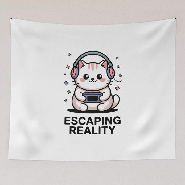 Item preview, Kawaii Cat With Headphones Gaming - Do Not Disturb Aesthetic designed and sold by Mr-wow.