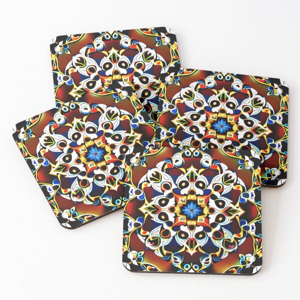 Item preview, Red Blue Filigree Daisy Mandala Enchanted Palace Tiles designed and sold by Zeporas Castle.
