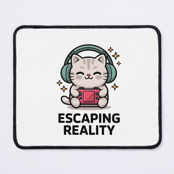 Item preview, Cozy Gamer Cat Escaping Reality Simple Flat Vector Art designed and sold by Mr-wow.