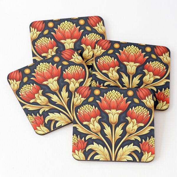 Item preview, Art Nouveau Luxurious Red And Golden Floral Design designed and sold by DEC02.