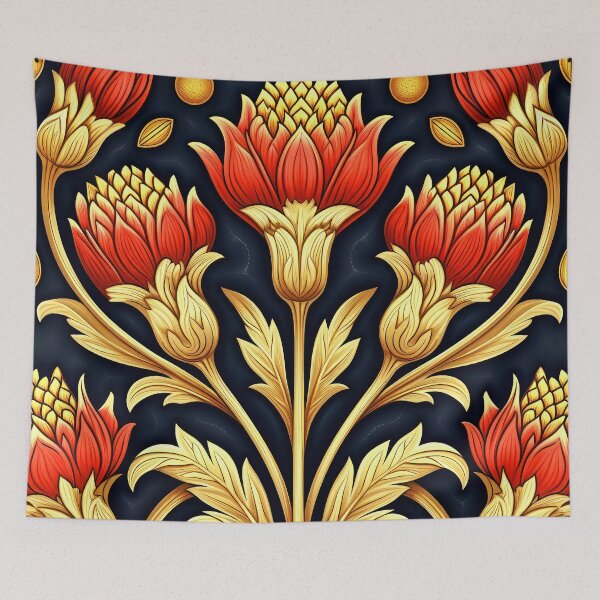 Item preview, Art Nouveau Luxurious Red And Golden Floral Design designed and sold by DEC02.