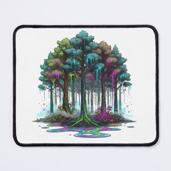 Item preview, Neon Melting Forest Mushroom Trippy designed and sold by BeastandBanshiLLC.