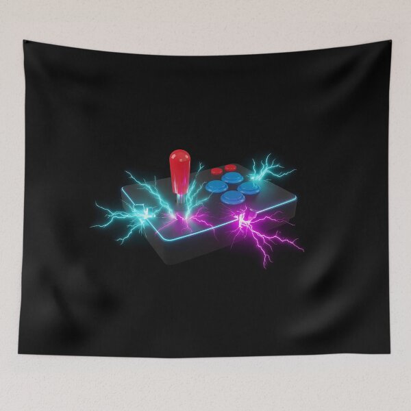 Item preview, Electric Retro Arcade Joystick - Neon Lightning Gaming Art designed and sold by powersunlight.