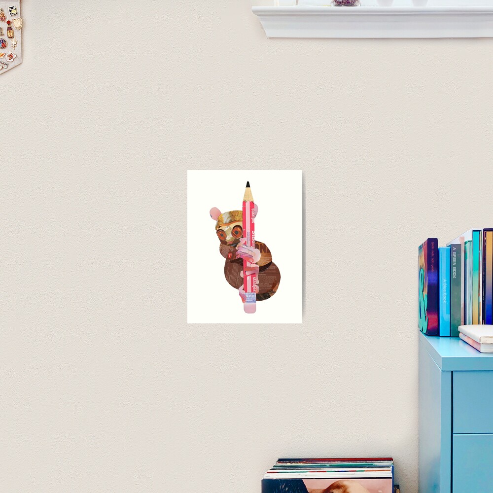 Tarsier clinging to a pencil Art Print