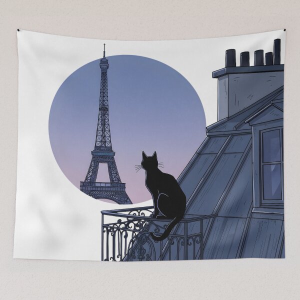 Item preview, Midnight Cat in Paris – Aesthetic Black Cat Under the Eiffel Tower designed and sold by InfinitePawBond.