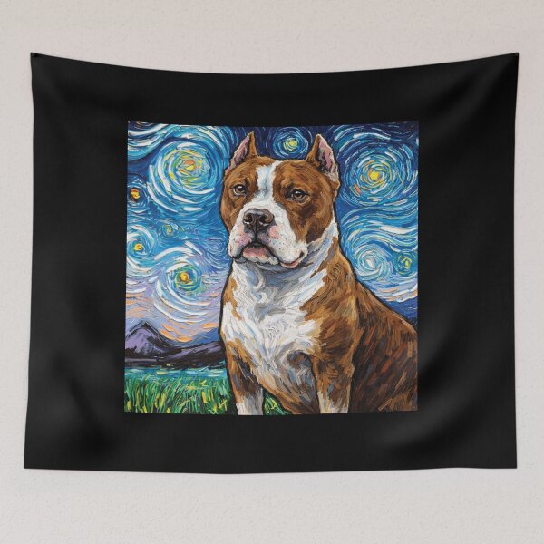 Item preview, Starry Night Pitbull - Van Gogh Impressionist Dog Art designed and sold by DreamPup.