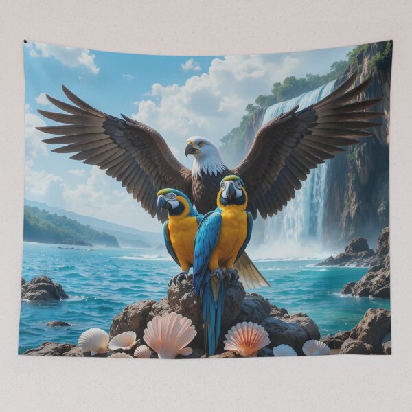 Item preview, Eagle and Macaws by the Waterfall designed and sold by InezPhotography.