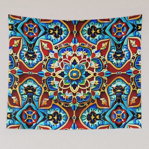 Item preview, Grand Fair Aerial Blue Starfort Maroon Flower Cymatics  designed and sold by Zeporas Castle.
