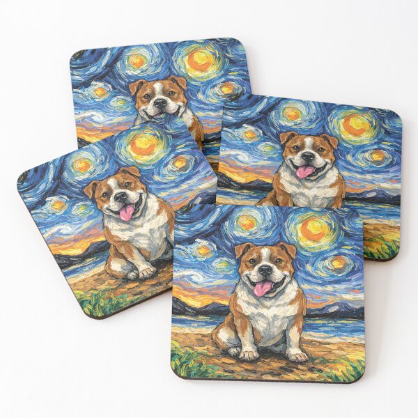 Item preview, Starry Night Bulldog Portrait - Van Gogh Dog Art designed and sold by DreamPup.