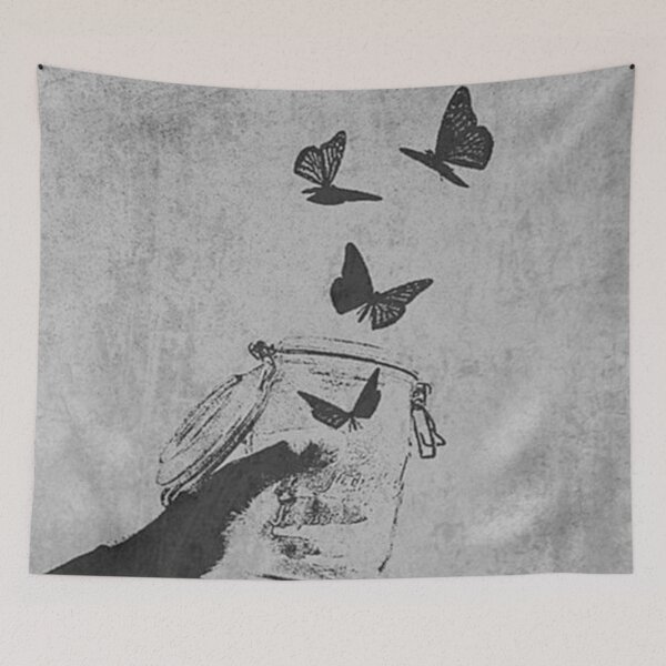 Item preview, Butterflies Escaping Jar Vintage Grunge Art designed and sold by GraveyardGlam.