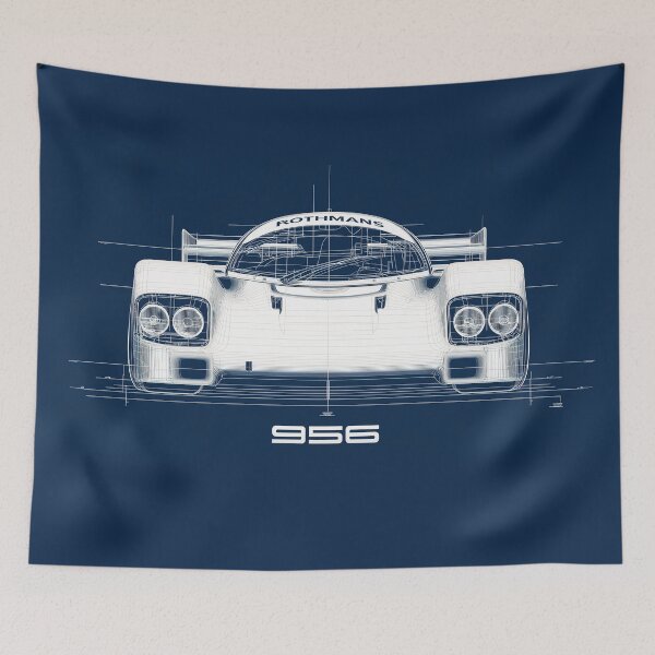 Item preview, 956 Race Car Blueprint Illustration Front designed and sold by blackdogshop.