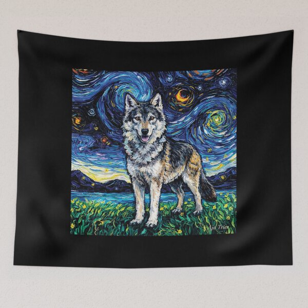 Item preview, Starry Night Wolf - Van Gogh Impressionist Wildlife Art designed and sold by DreamPup.