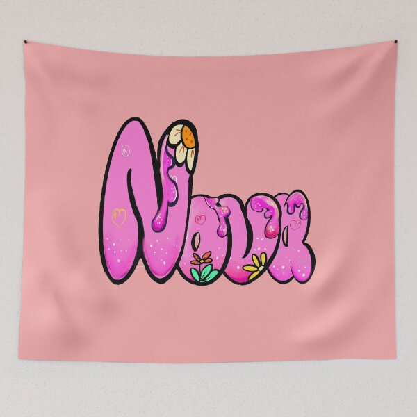 Item preview, Nova name in pink bubble text with flowers and drips. Personalized Custom Gift for Girls and women designed and sold by Artonmytee.