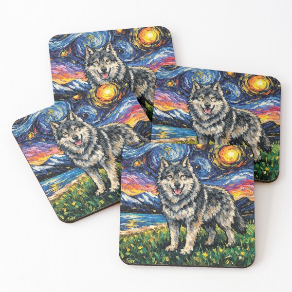 Item preview, Starry Night Wolf - Van Gogh Impressionist Wildlife Art designed and sold by DreamPup.