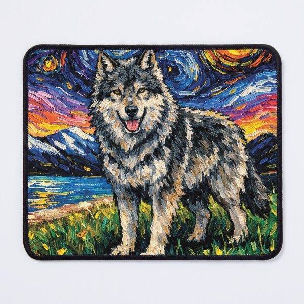 Item preview, Starry Night Wolf - Van Gogh Impressionist Wildlife Art designed and sold by DreamPup.
