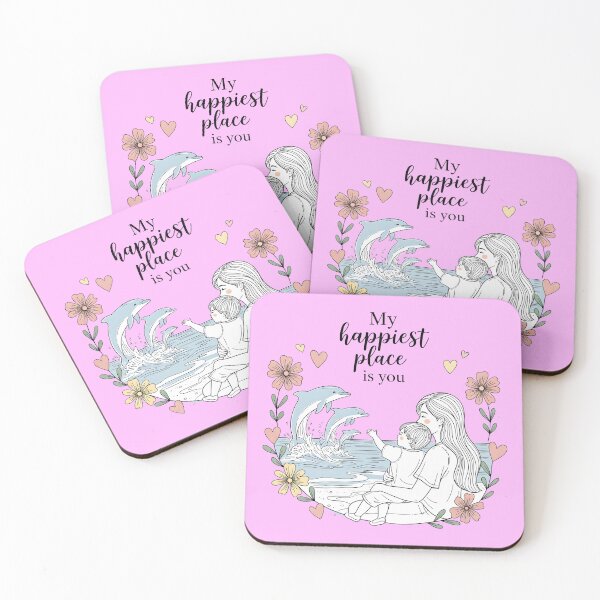 Item preview, My Happiest Place Is You – Mom and Baby Watching Dolphins designed and sold by Sea Gem.