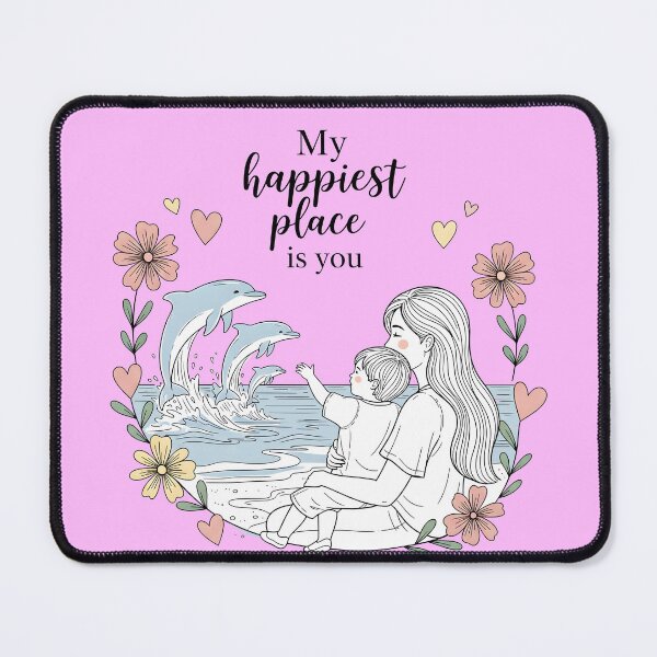 Item preview, My Happiest Place Is You – Mom and Baby Watching Dolphins designed and sold by Sea Gem.