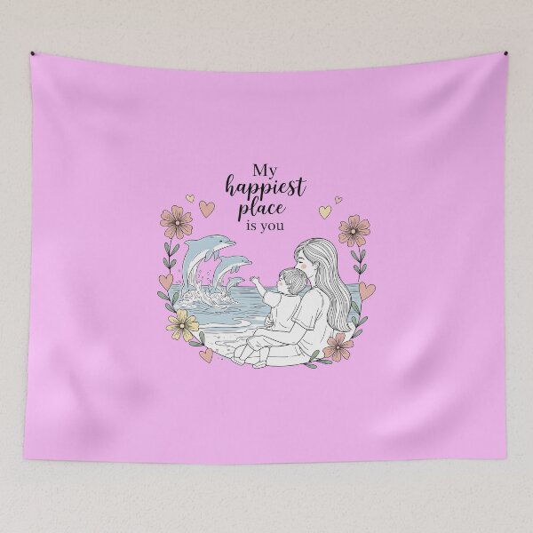 Item preview, My Happiest Place Is You – Mom and Baby Watching Dolphins designed and sold by Sea Gem.