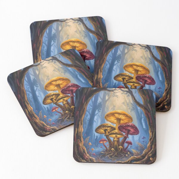Item preview, Mystical Golden Mushrooms In Magical Sunlit Woods designed and sold by Vista Atelier.