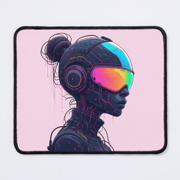 Item preview, Cyberpunk Portrait Neon Art | CHROMA-9 Synthetic Humanoid - Specimen SYN 2b-752 designed and sold by Aethereal Labs.
