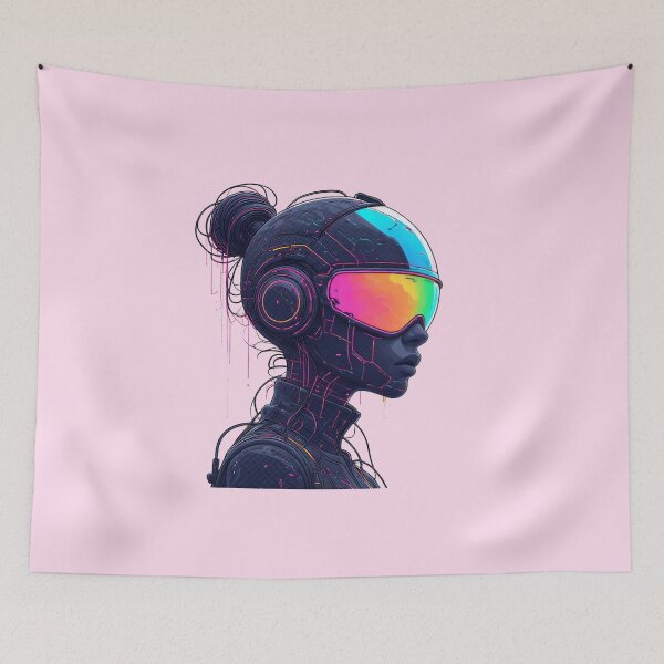 Item preview, Cyberpunk Portrait Neon Art | CHROMA-9 Synthetic Humanoid - Specimen SYN 2b-752 designed and sold by Aethereal Labs.