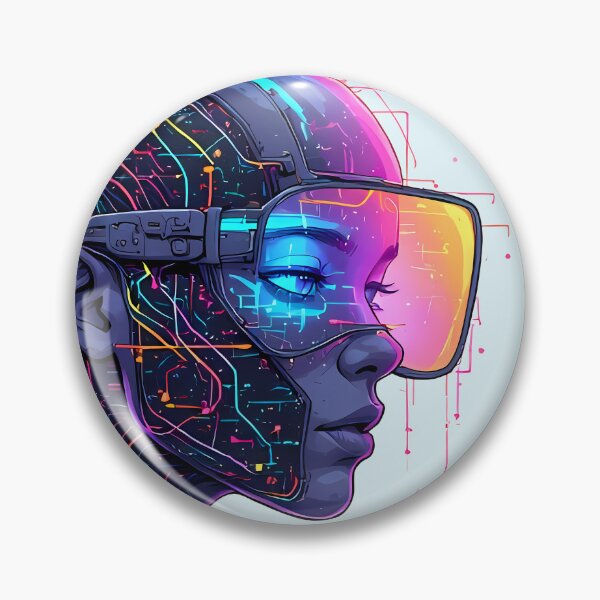 Item preview, Cyberpunk Portrait Prismatic Art | CHROMA-9 Synthetic Humanoid (Prismatic Cipher) - Specimen SYN2b-009 designed and sold by Aethereal Labs.