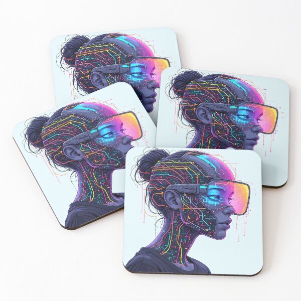 Item preview, Cyberpunk Portrait Prismatic Art | CHROMA-9 Synthetic Humanoid (Prismatic Cipher) - Specimen SYN2b-009 designed and sold by Aethereal Labs.