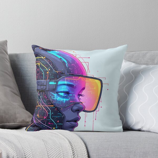 Item preview, Cyberpunk Portrait Prismatic Art | CHROMA-9 Synthetic Humanoid (Prismatic Cipher) - Specimen SYN2b-009 designed and sold by Aethereal Labs.