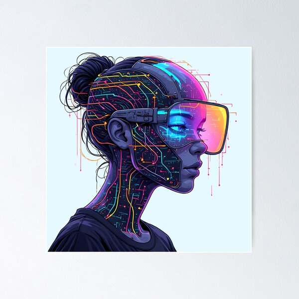 Item preview, Cyberpunk Portrait Prismatic Art | CHROMA-9 Synthetic Humanoid (Prismatic Cipher) - Specimen SYN2b-009 designed and sold by Aethereal Labs.