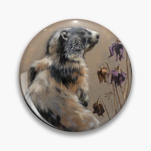 Item preview, Marmot and the Fading Bloom — Melancholy Wildlife Fine Art Print designed and sold by AnotherMarmot.