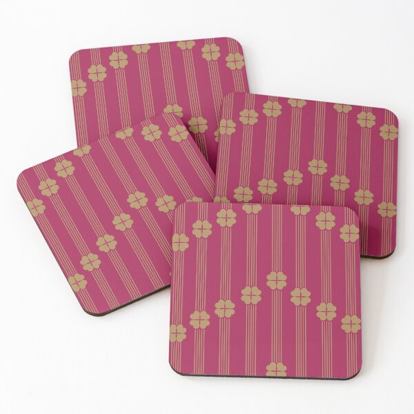 Item preview, Hearts & Vertical Stripes Gold on Cranberry designed and sold by Digitalmyth's Designs.