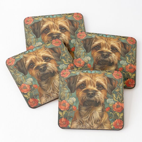 Item preview, Art nouveau Border Terrier designed and sold by MendaciousMina.