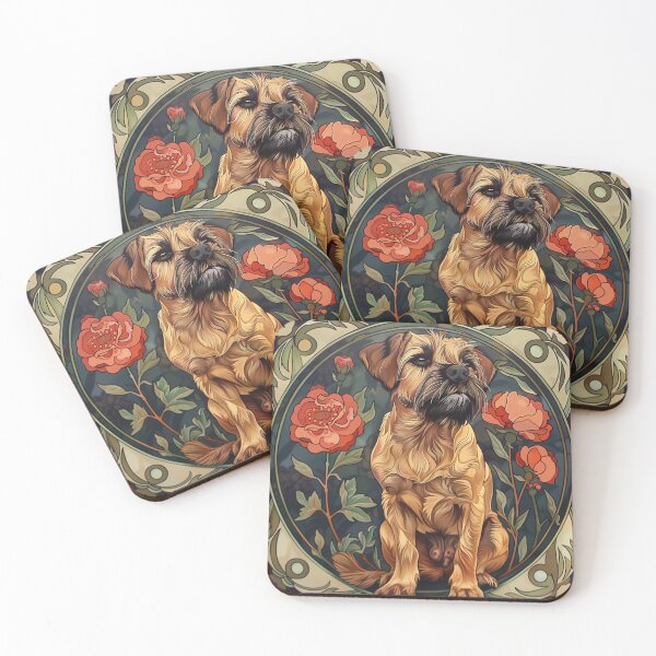 Item preview, Art nouveau Border Terrier designed and sold by MendaciousMina.