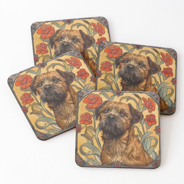 Item preview, Art nouveau Border Terrier designed and sold by MendaciousMina.