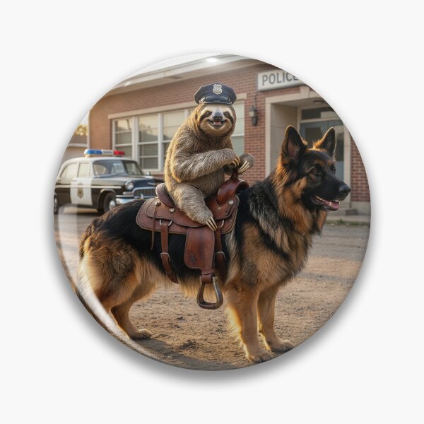 Item preview, Sloth Police Officer Rides His German Shepherd designed and sold by Tridentulus.