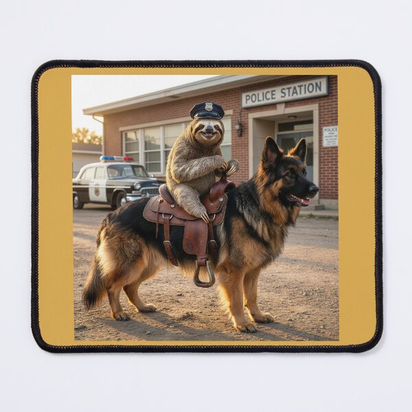 Item preview, Sloth Police Officer Rides His German Shepherd designed and sold by Tridentulus.