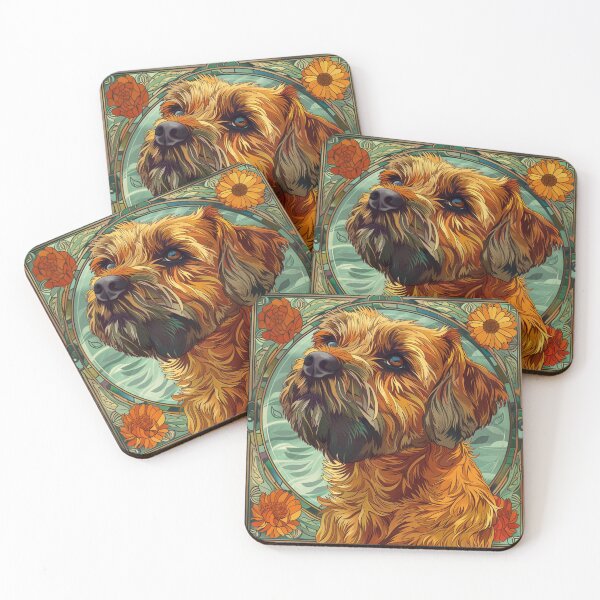 Item preview, Art nouveau Border Terrier designed and sold by MendaciousMina.