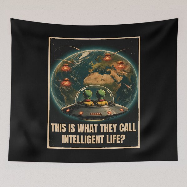 Item preview, Funny Alien UFO Visiting Earth During Nuclear War Pro Peace designed and sold by wtfbba.