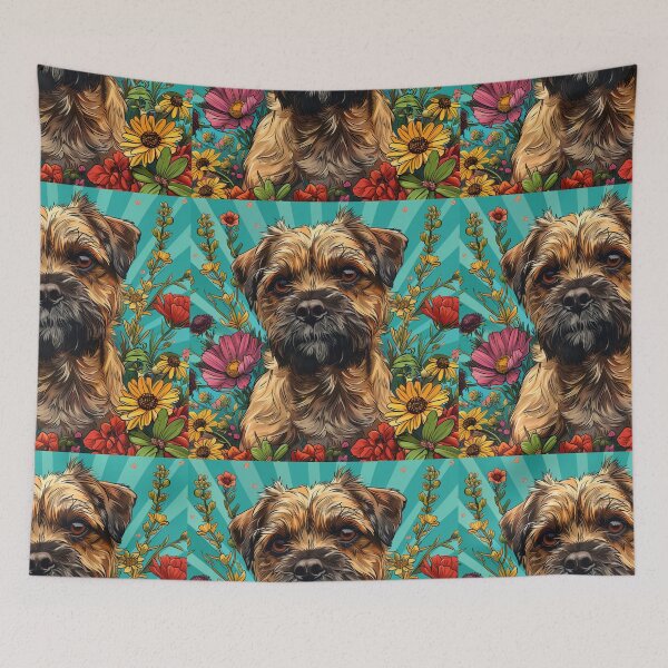 Item preview, Flower power Border Terrier designed and sold by MendaciousMina.