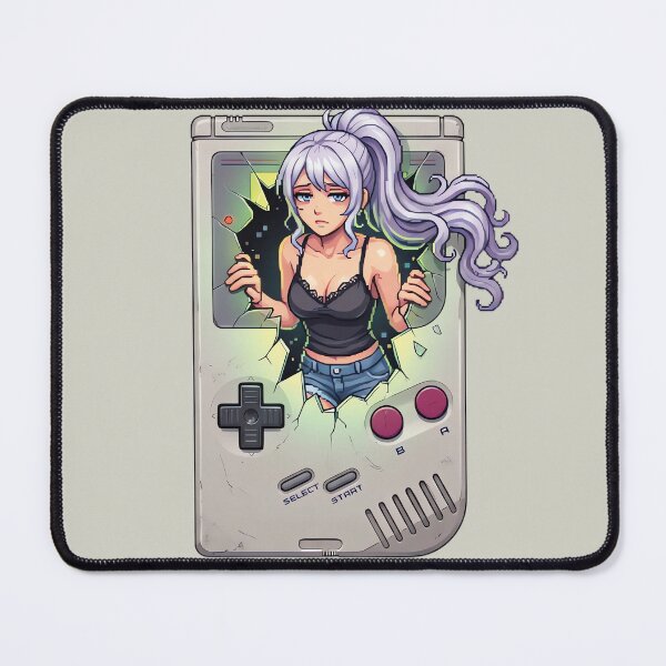 Item preview, Pixel Art Girl Emerging From Cracked Retro Handheld Console designed and sold by Pixel-Perfecto.