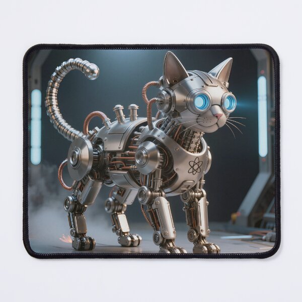 Item preview, Atompunk Robot Cat Retro Futuristic Sci-Fi designed and sold by SynthRaccoon.
