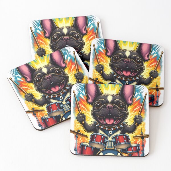Item preview, French Bulldog Drummer in Rock Metal Band - Dog and Music Fans Gift designed and sold by Dazzio Designs.