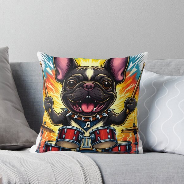 Item preview, French Bulldog Drummer in Rock Metal Band - Dog and Music Fans Gift designed and sold by Dazzio Designs.